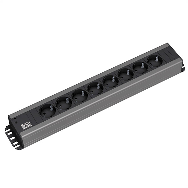 Handwerkerleiste, 8x Schuko, 19-Zoll-Rack kompatibel, 2,0m 