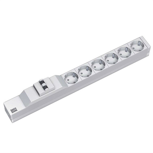 19-Zoll Steckdosenleiste, 6x Schuko, 1x Leitungsschutzschalter, 2,0m 