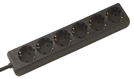 Steckdosenleiste, 6fach ohne Schalter | 1,4m | schwarz