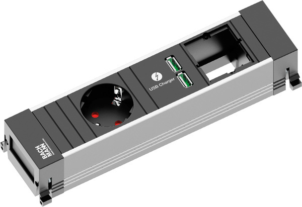 POWER FRAME, Steckdoseneinheit, 1x Schuko, 1x USB Charger, 1x ABD 