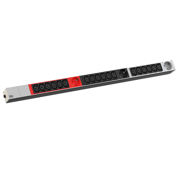IT PDU ALU, 1HE, 18x C13, 3x Schuko, 3x CEE 16A, rot 