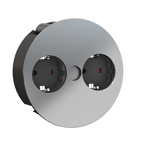 TWIST 2x Schutzkontakt, Aderendhülsen, Schutzkontaktmontagestecker, chr 