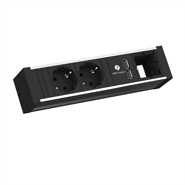 VENID 2x Schutzkontakt, 1x ABD 1x USB-Charger, schwarz 