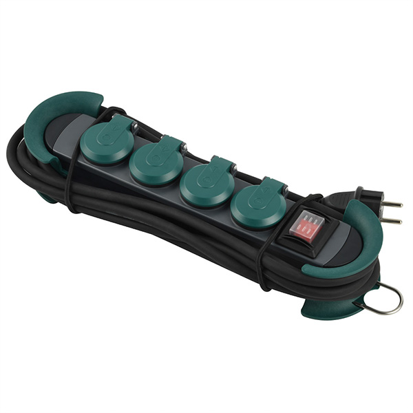 HOOK Outdoor 4x Schutzkontakt, Kunststoff, mit Schalter und Klappdeckel 