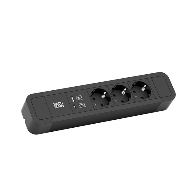 PRIMO2 Steckdosenleiste 3x Schutzkontakt, Aluminium, USB Charger A&C, s 