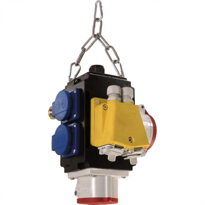 ENERGIEWÜRFEL 2x CEE7/3 2x CEE, IP44 Druckluft 1/2z 1in 2out 