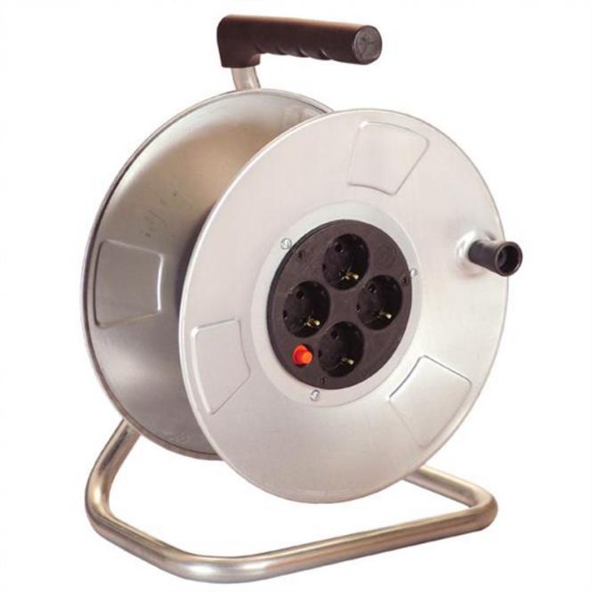 Kabeltrommel 4-fach leer, ohne Kabel, Stahlblech 