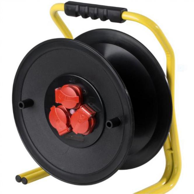 Kabeltrommel 3-fach leer, IP20, ohne Kabel, Doppelrohrgestell 