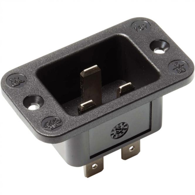 Kaltgeräteeinbaustecker IEC320 C20, schwarz, Thermoplast,Schraubanschlu 