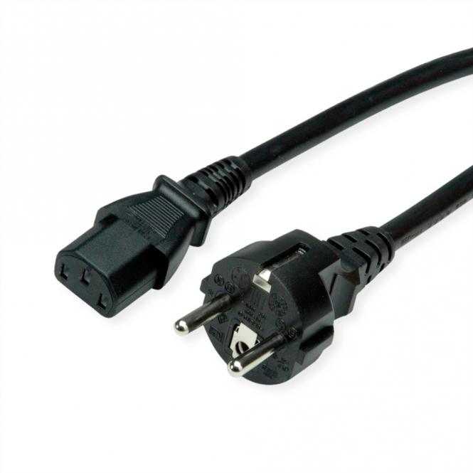 Netzkabel, IEC-Buchse & CEE7/7-Stecker gerade, schwarz, 0,6m 