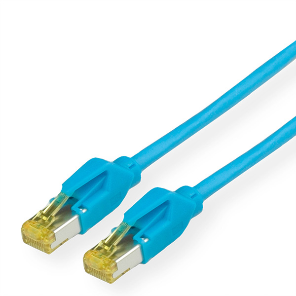 Cordon Cat.6A (Classe EA) S/F, MegaLine F6-90, HiRose TM31, LS0H, bleu, 20 