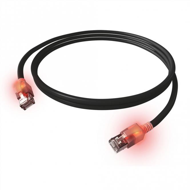 Cordon EasyLan DualBoot® LED Cat.6A (Classe EA) S/FTP, LSOH, noir, 7,5m 