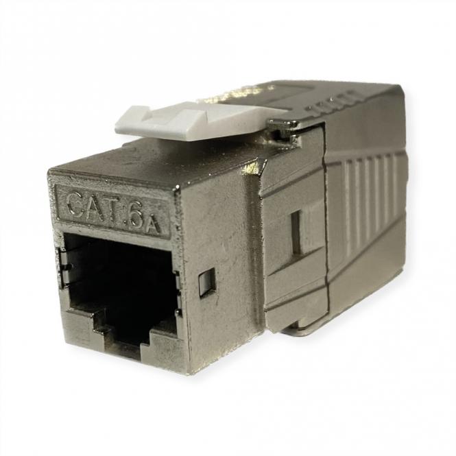 Kat.6A (Class EA) Keystone, RJ-45, geschirmt, werkzeuglos, GHMT, silberfarben 
