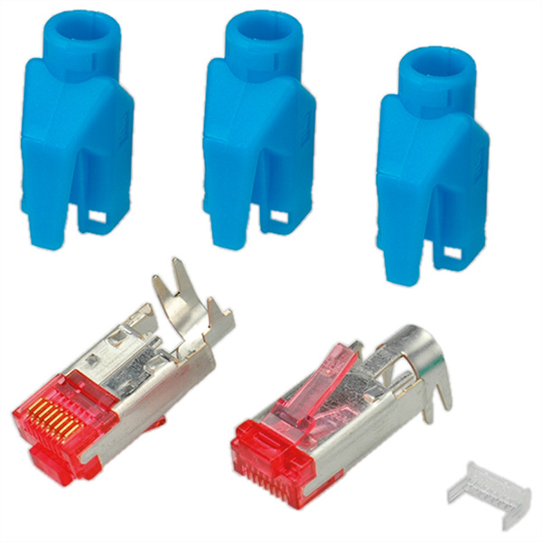 TM21 Stecker, geschirmt, Tülle blau, 50 Stück 