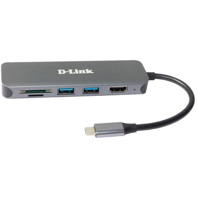 DUB-2327 6-in-1 USB-C Hub mit HDMI/Card Reader/Power Delivery 