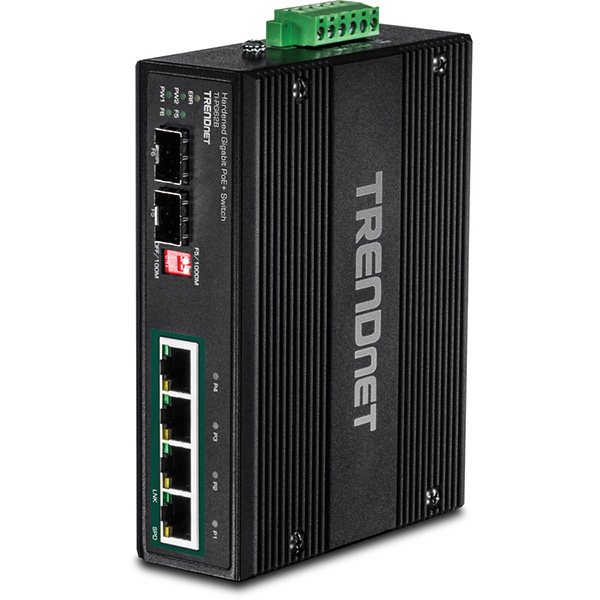 6-Port Industrial Gigabit Switch, PoE+, 2SFP 