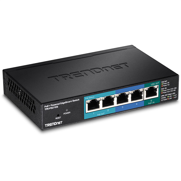 TPE-P521ES 5Port Gigabit Switch PoE+ Powered mit PoE Pass Through 15W 