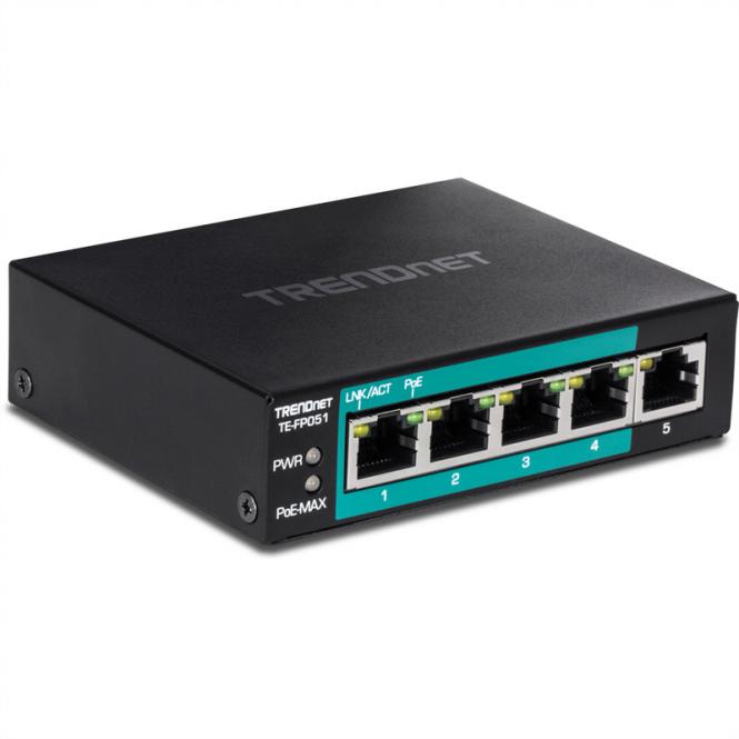 TE-FP051 5-Port PoE+ Switch Fast Ethernet Long Range 