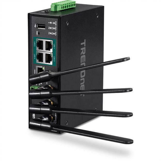 TI-WP100 Industrial PoE+ Router, Wireless AC1200 Gigabit 