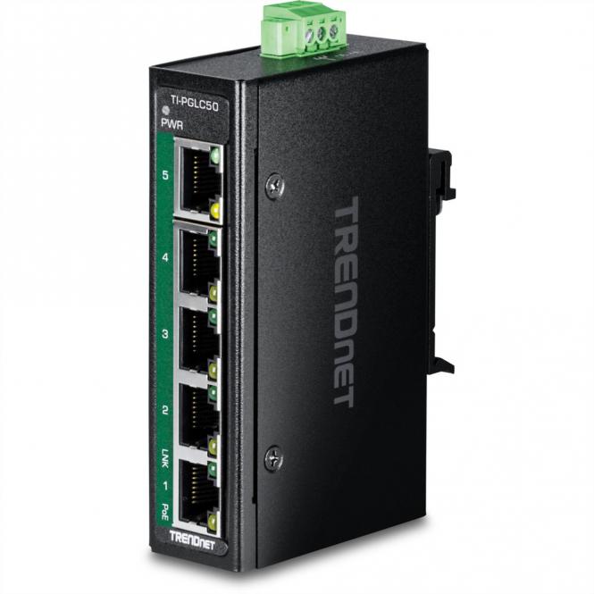 TI-PGLC50 5-Port Gigabit PoE+ Industrial DIN-Rail Mini Switch 