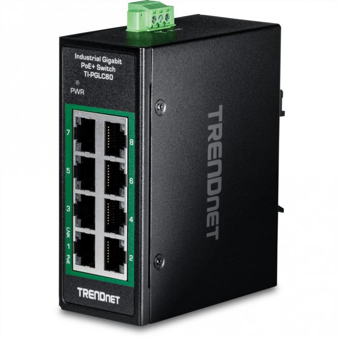 TI-PGLC80 8-Port Gigabit PoE+ Industrial DIN-Rail Mini Switch 