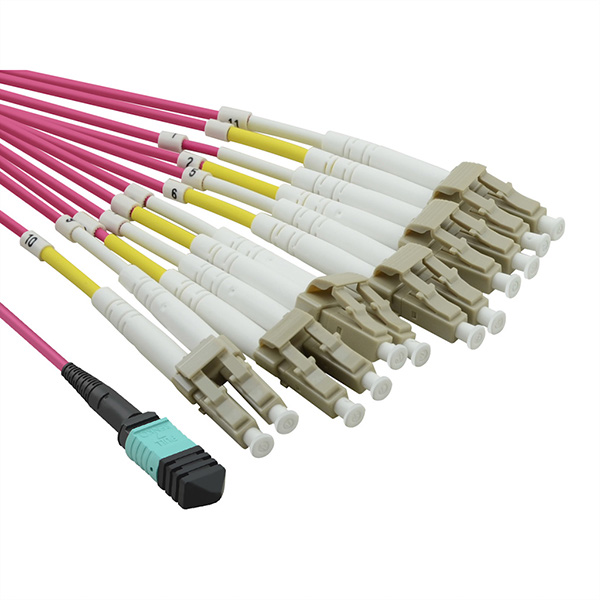 MPO-Fanout-Kabel, 50/125µm, OM4, MPO/12x LC, 2m 