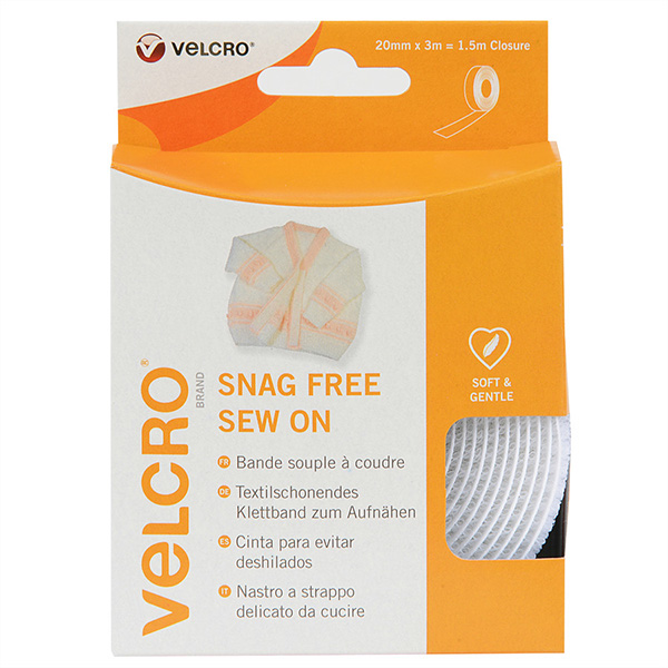 Klettband zum Aufnähen, textilschonend, 20mm x 3m 