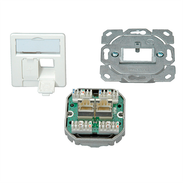 Unterputz Netzwerkdose, AMJ45, UP/50, 2x RJ-45, Kat. 6a, alpinweiß 