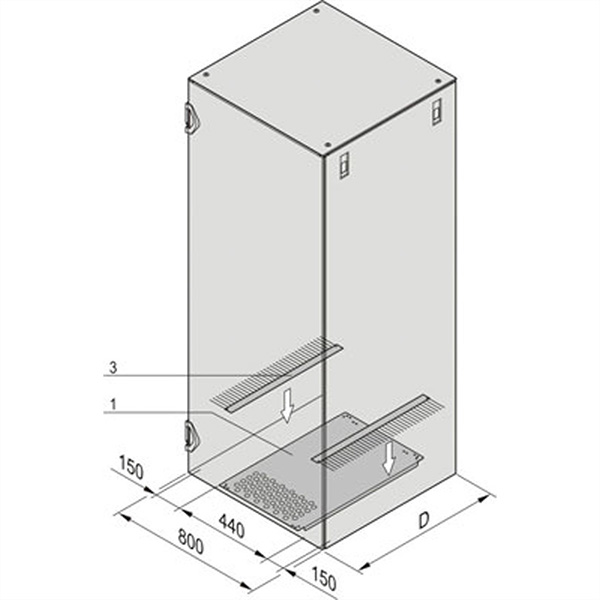 Bodenblech seitl. Kabeleinführung., f. Schränke 800x800mm 