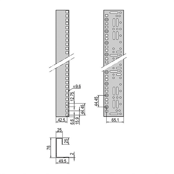 19-Zoll-Winkelprofile für zweite 19-Zoll-Ebene 