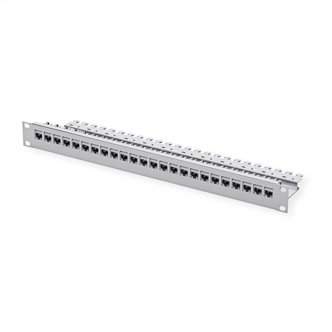 19-Zoll-Modulträger 1 HE, mit 24 AMJ-SL-Modulen Kat.6A (Class EA) (ISO/IEC), grau 