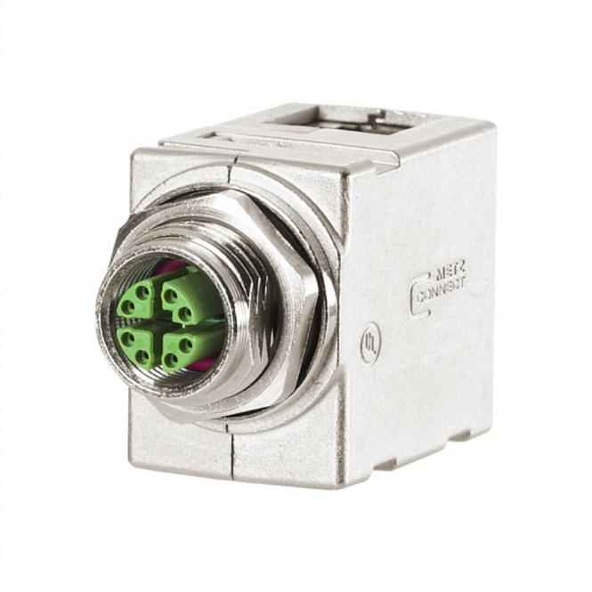 Schaltschrankdurchführung, X-kodiert, auf RJ45, gewinkelt 