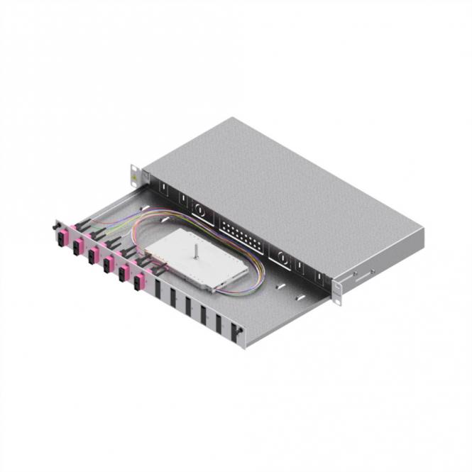 EasyLan LWL-Spleißbox Grade C 19-Zoll 1HE, 12 Ports, 6x SC-Duplex, OM4 