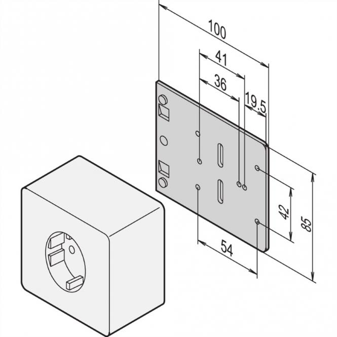 Montageplatte für Einzelsteckdosen, STECKDOSE 