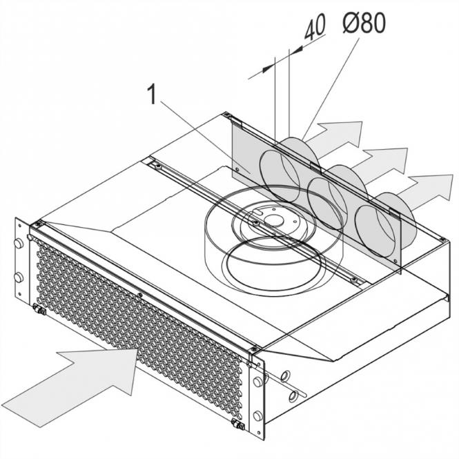 Luftaustritt Rückseite: Abdeckblech oben, ohne Perforation, St, 1mm, Oberfläche AlZn 