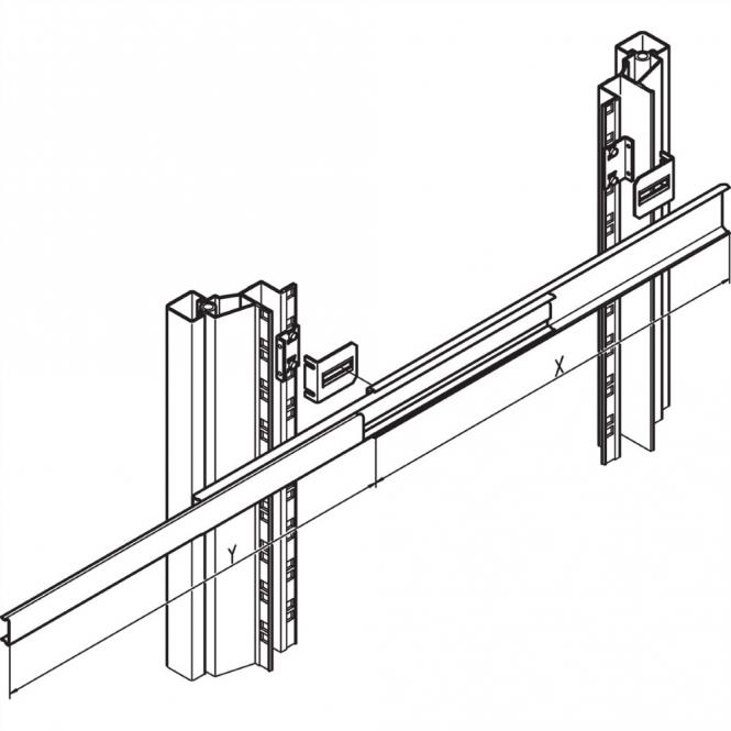 Kit de montage pour glissière télescopique, universel pour 1 ou 2 U, Varistar 
