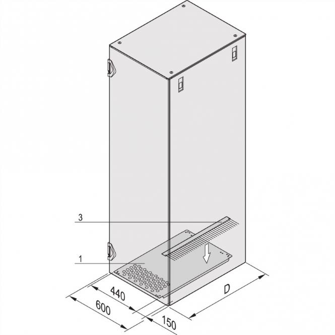 Bodenblech für seitliche Kabeldurchführung, 600/800 x 1000mm, RAL 7021 