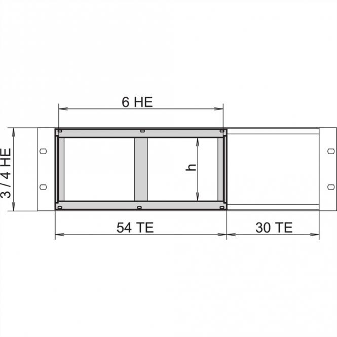 Cage à cartes pour le montage horizontal de cartes, 3 U, 20 CV, rail avant avec lèvre longue 