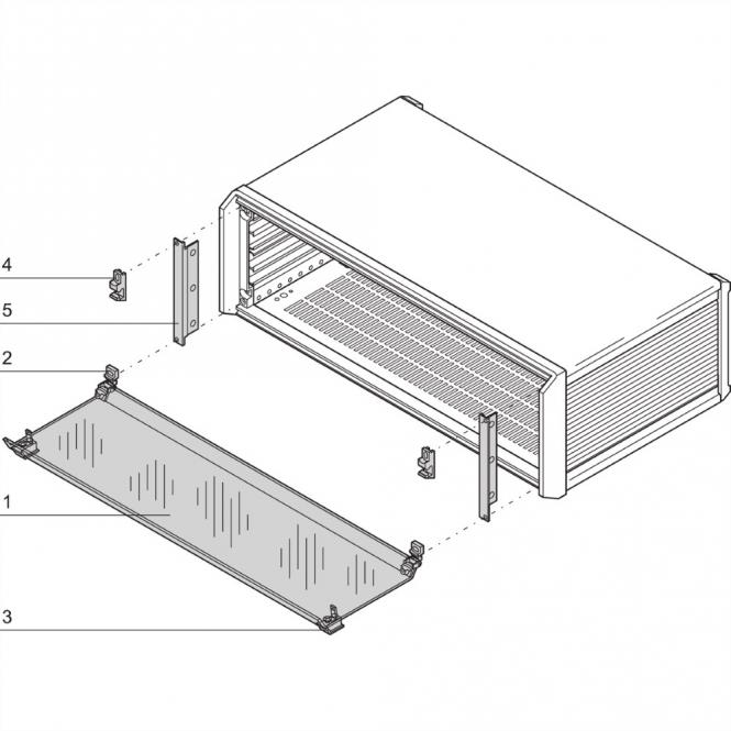 Capot avant PropacPRO, à charnière inférieure, 3 U, 63 HP 