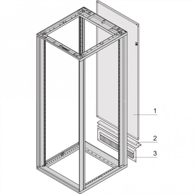 Panneau arrière Novastar avec passage de câbles, RAL 7035, 25 U 553W 