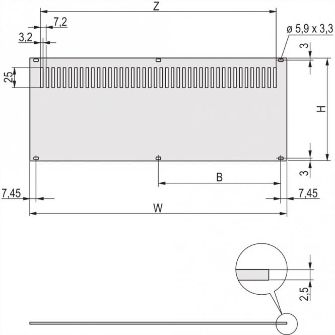 Panneau arrière, perforé, non blindé, pour RatiopacPRO et PropacPRO, 3 U, 84 HP 