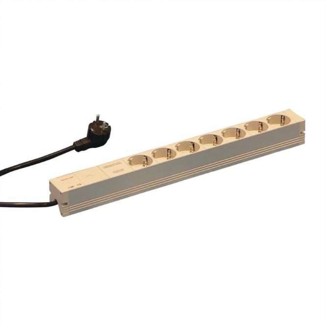 Bâti de prises, 2P+T ALLEMAND, 7 prises, 19-pouces, avec filtre de suppression de réseau 