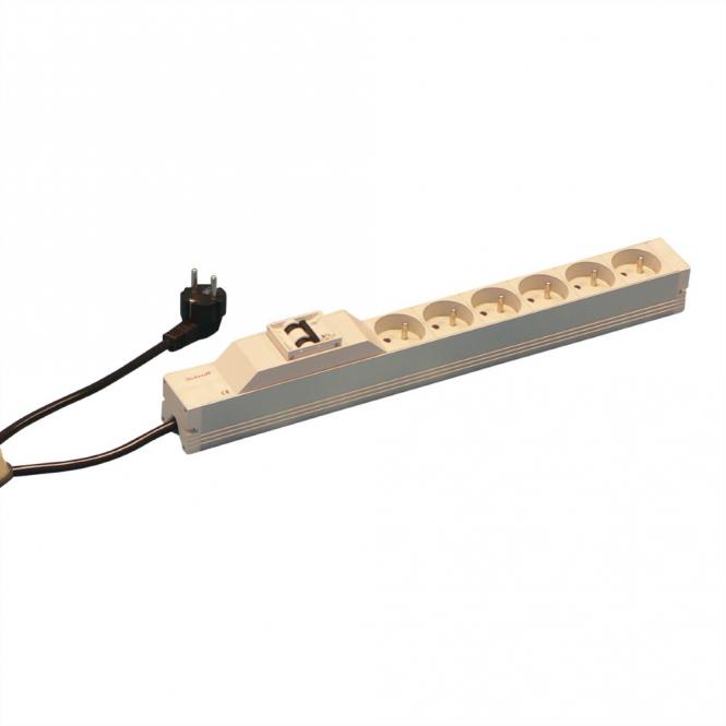 Bâti de prises, UTE, 6 prises, 19-pouces, avec protection contre les surintensités 