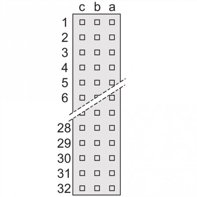 Connecteur de type C, EN 60603, DIN 41612, femelle, 64 contacts, broches à souder, 4mm 