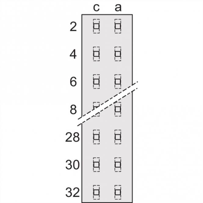 Connecteur de type D, EN 60603, DIN 41612, mâle, 32 contacts, broches à souder, 3mm 