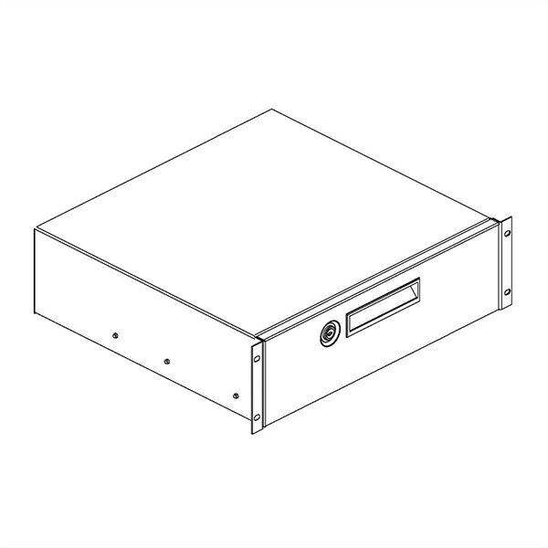 19-Zoll-Schublade, 3 HE abschliessbar schwarz 