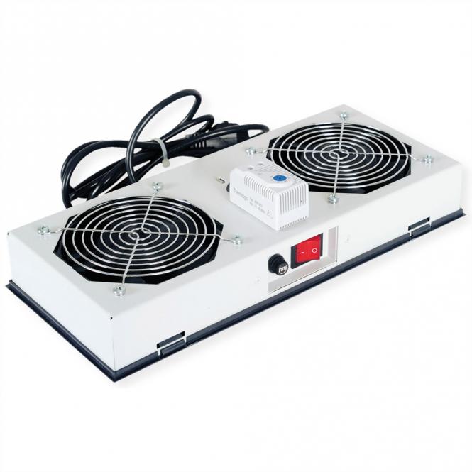 Lüftereinheit 2 Lüfter, für 19-Zoll Wandgehäuse grau 