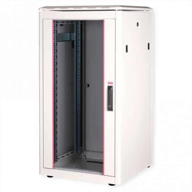 19-Zoll Netzwerkschrank Pro 22 HE, 600x600 BxT Glastür grau 