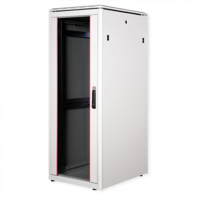 19-Zoll Netzwerkschrank Pro 32 HE, 600x800 BxT Glastür grau 