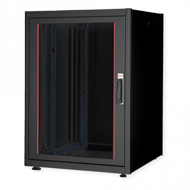 19-Zoll Netzwerkschrank Basic 22 HE, 800x800 BxT Glastür schwarz 